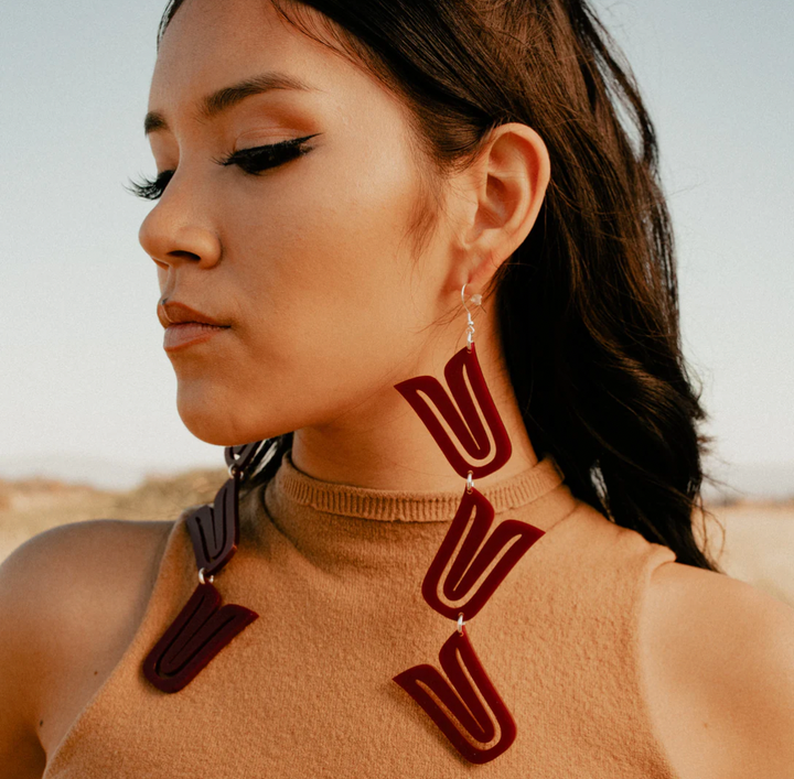 Copper Canoe Woman Formline Cascade Earring