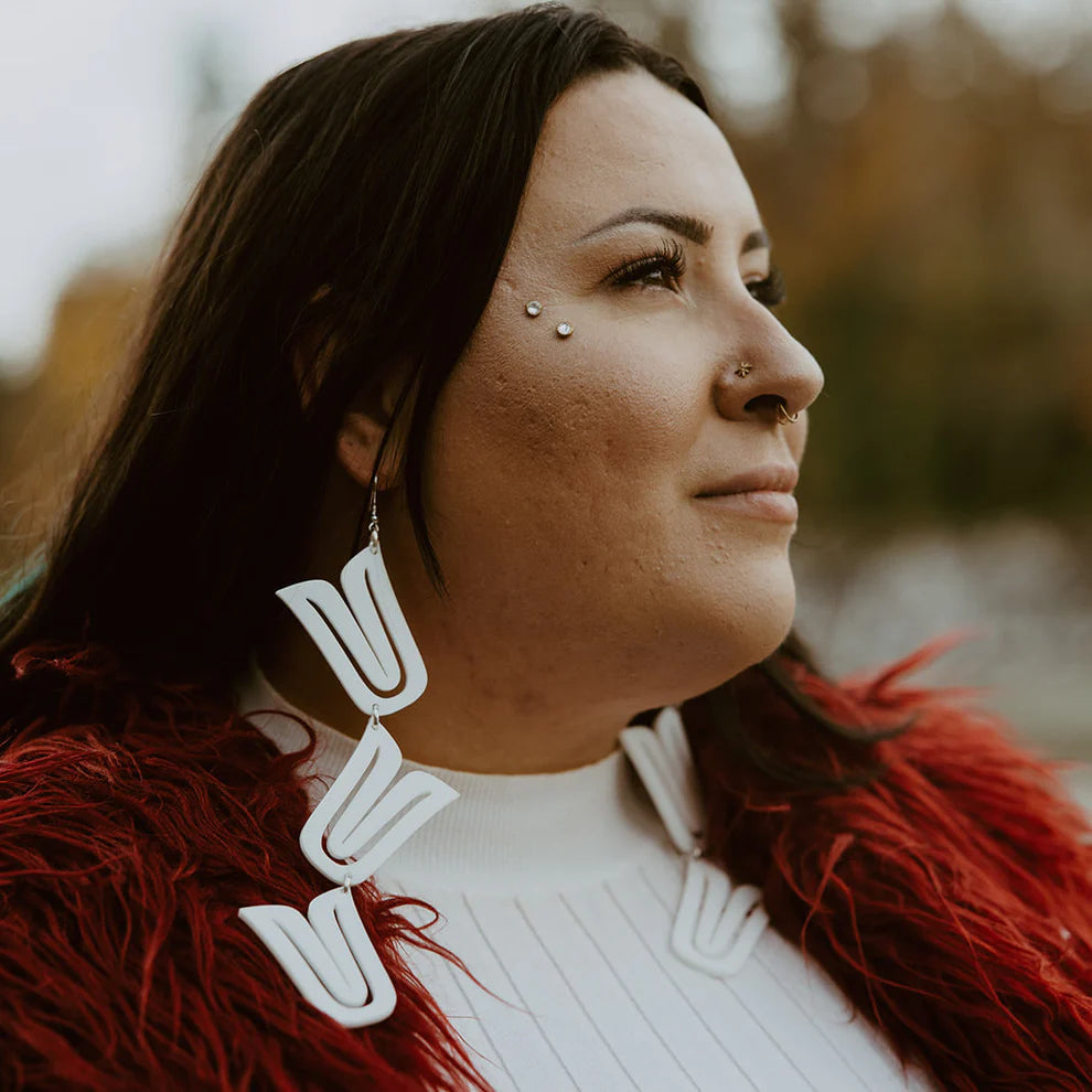 Copper Canoe Woman Formline Cascade Earring
