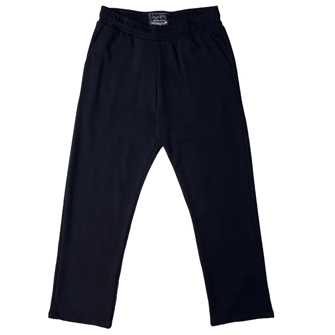 Black lounge pants on a white background